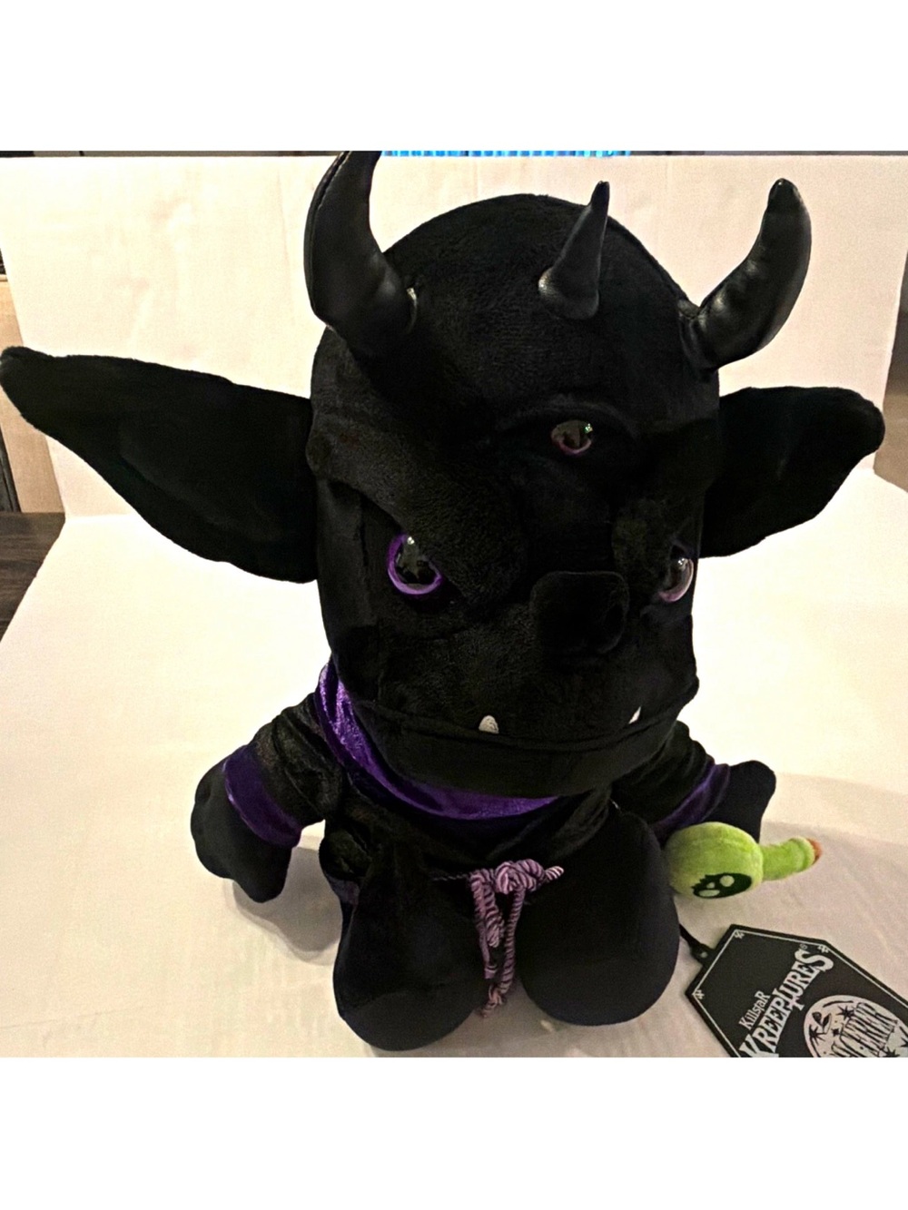 Killstar Kreepsures Sorcerer Black Three-Eyed Horned Plush with Purple Accents